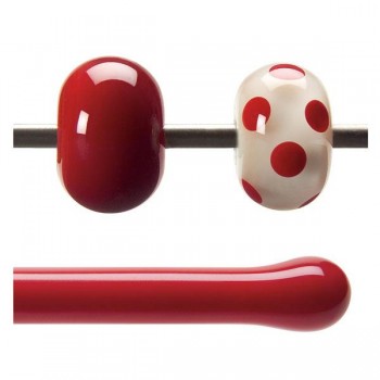 BULLSEYE Opalescent Glass Rod Red