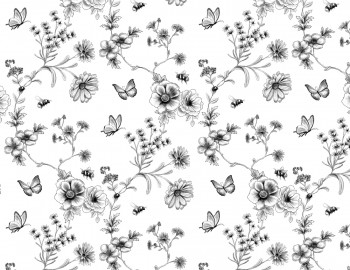 Chintz-Secret Garden (Black and White)