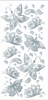 DECORPRINT Decal Paper -Silver Butterflies 10x20cm