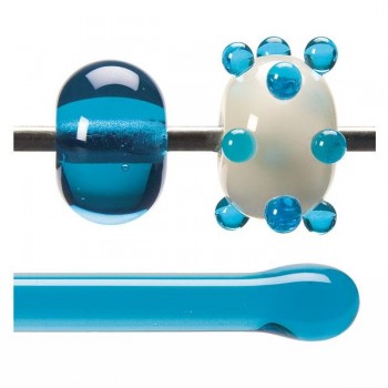 BULLSEYE Transparent Glass Rod Turquoise Transparent