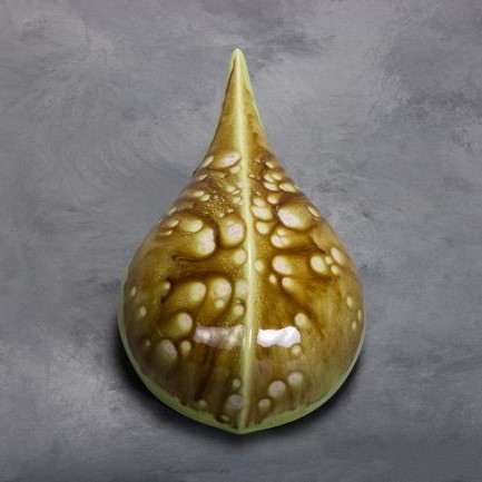 SW-180 Desert Dusk over SW-507 Bright Green Gloss fired to cone 10